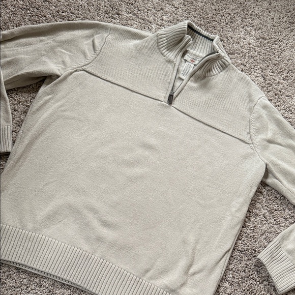 Dockers Men's Cream Quarter Zip Sweater 100% Cotton - Picture 5 of 7